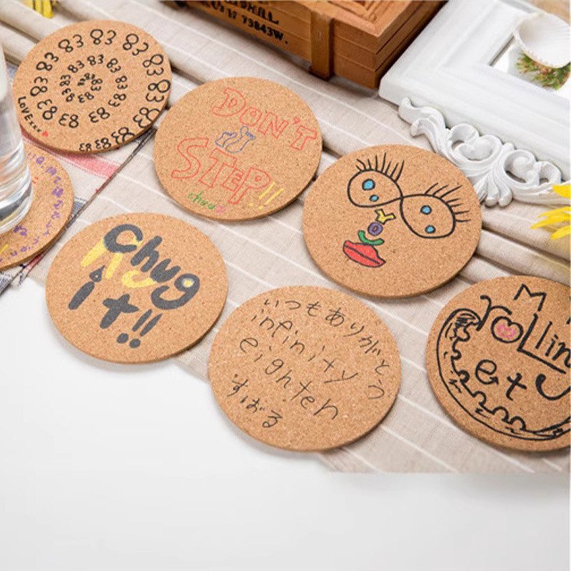 Custom Vintage Cork Coaster, Heat Resistant Drink Coaster Wholesale OEM ODM, Laser Engraving & UV Printing for Custom Graphic Design