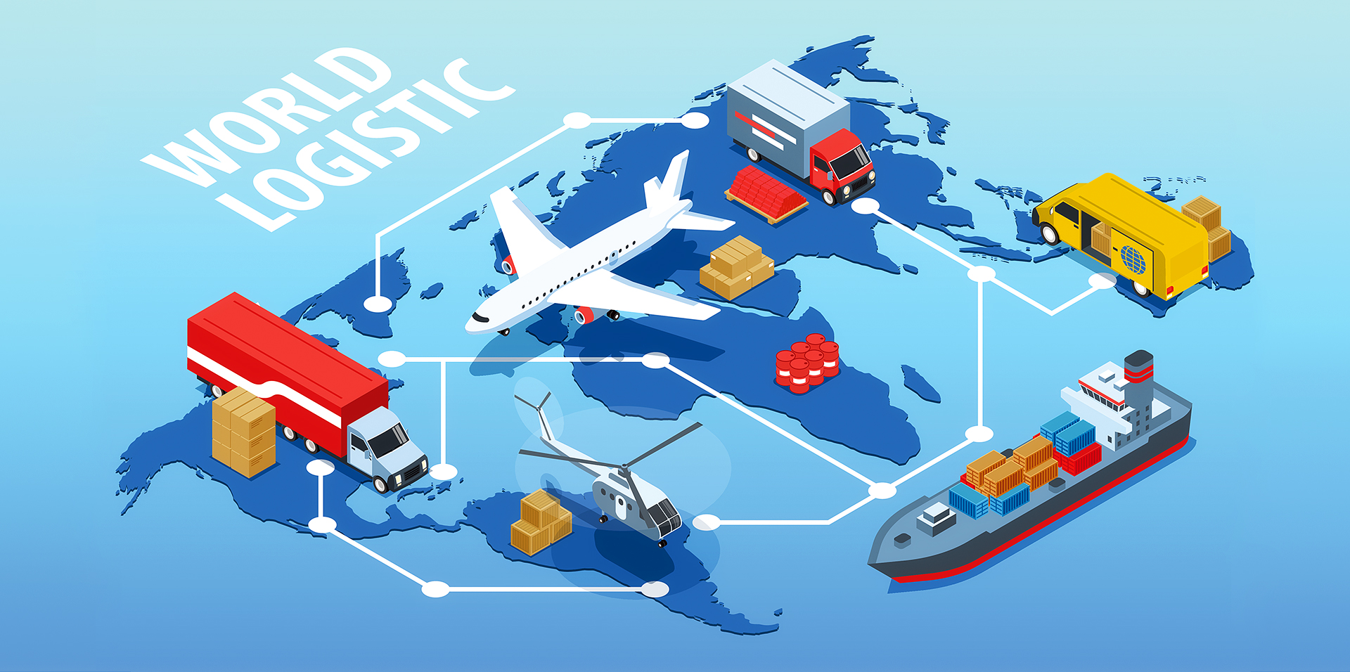 World logistics isometric vector illustration.