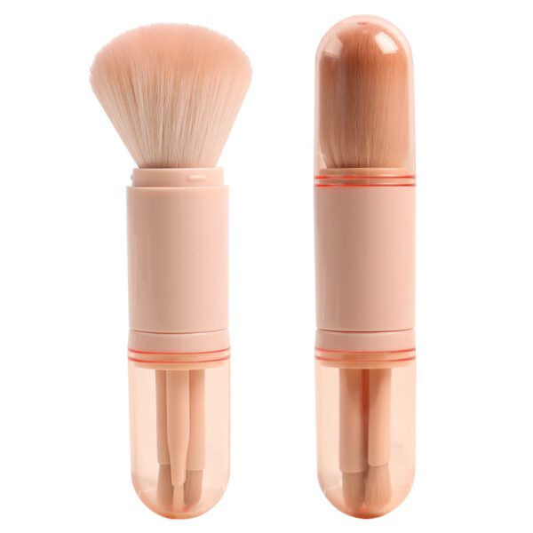 Small makeup brush set on plain white background