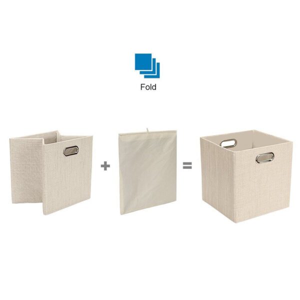 Two different types of Foldable Storage Bins with Dual Metallic Handles, one with a lid and one without.