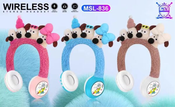 Creative Plush Headphones Cartoon Dog Plush Wireless Bluetooth Heavy Bass Noise Reduction Headset - Image 11
