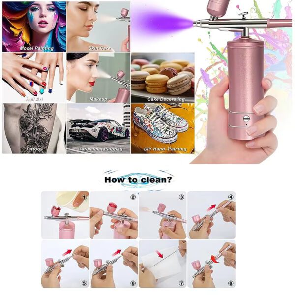 Cordless Rechargeable Portable Airbrush Makeup Compressor Paint Kit Nail Machine For Cake Kit - Image 6