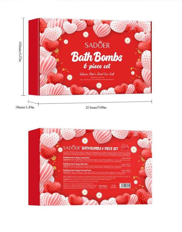 Heart-shaped Bath Bombs Balls - 6-Piece Set Body Cleansing Bath Bombs - Image 10