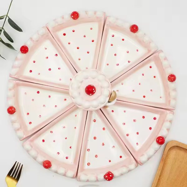 Cute Cake Tray Strawberry Cake Shape Storage Pot Salt Pot Dessert Tray Cake Tin