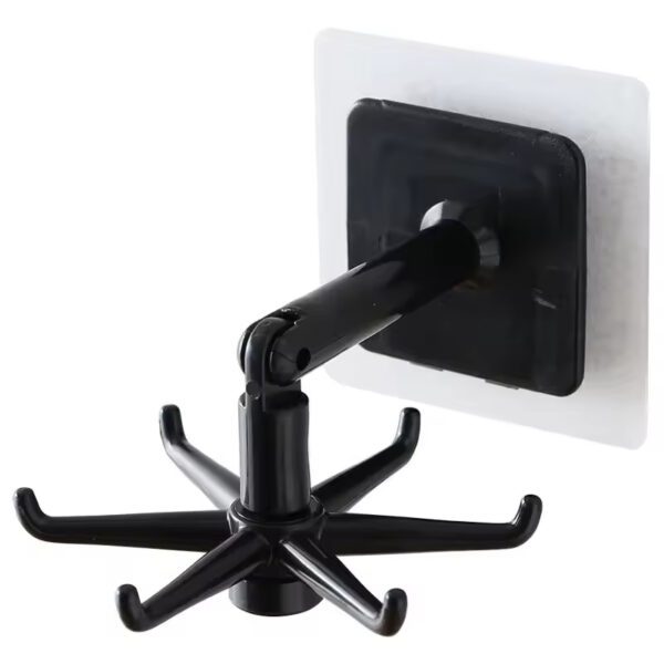 Wall-mounted 360-degree Rotating Folding Rack with 6 Hooks Kitchen Storage Rack