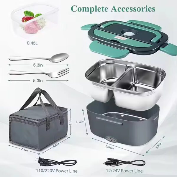 110V/12V 60W 80W Portable Food Warmer Food Heater with Removable Stainless Steel Container - Image 2