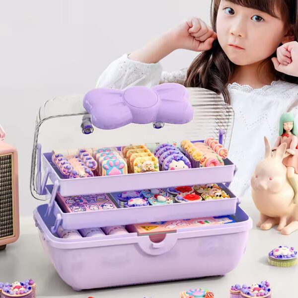 Three-layer Purple Children's Hair Accessories Storage Box Children Teenagers Storage Box - Image 8