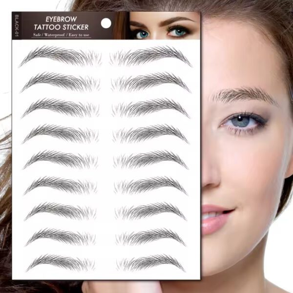 9 Pcs Hair-like Authentic Eyebrows 4D Brown Natural Waterproof for Woman Eyebrow Tattoo Stickers - Image 3