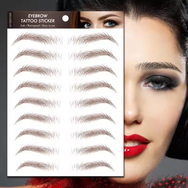9 Pcs Hair-like Authentic Eyebrows 4D Brown Natural Waterproof for Woman Eyebrow Tattoo Stickers - Image 4