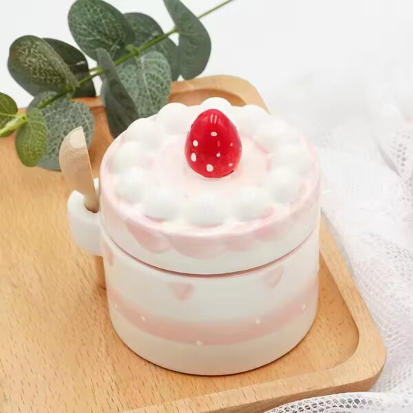 Cute Cake Tray Strawberry Cake Shape Storage Pot Salt Pot Dessert Tray Cake Tin - Image 4