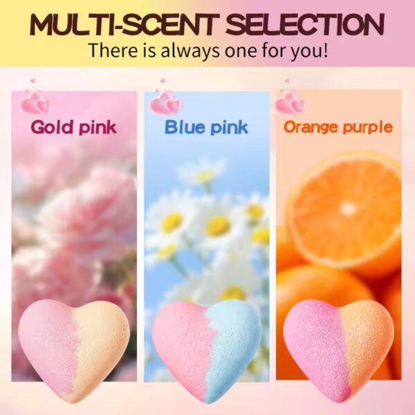 Heart-shaped Bath Bombs Balls - 6-Piece Set Body Cleansing Bath Bombs - Image 2