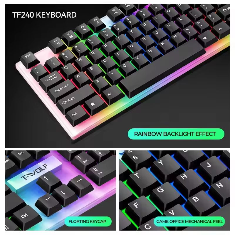 Gaming Keyboard Mouse Headphone Mousepad RGB Gaming Combo Set LED Light Wired Keyboard - Image 4