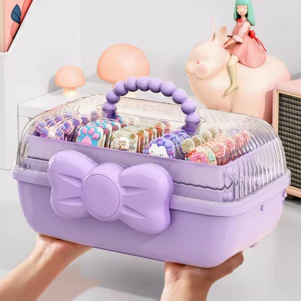 Three-layer Purple Children's Hair Accessories Storage Box Children Teenagers Storage Box - Image 5