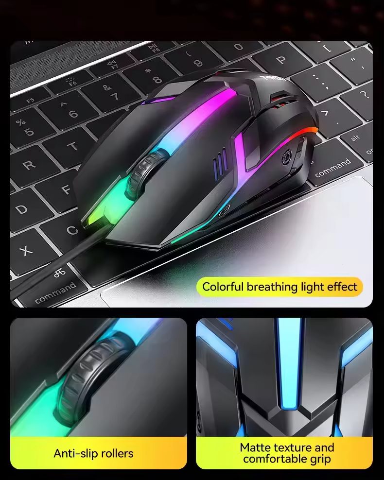 Gaming Keyboard Mouse Headphone Mousepad RGB Gaming Combo Set LED Light Wired Keyboard - Image 5