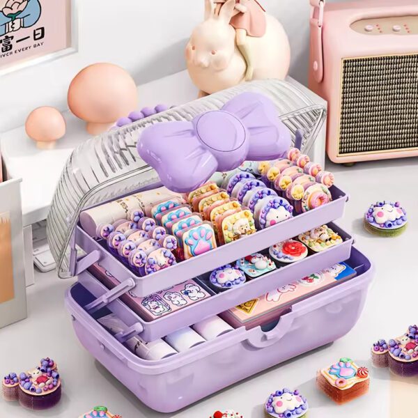 Three-layer Purple Children's Hair Accessories Storage Box Children Teenagers Storage Box