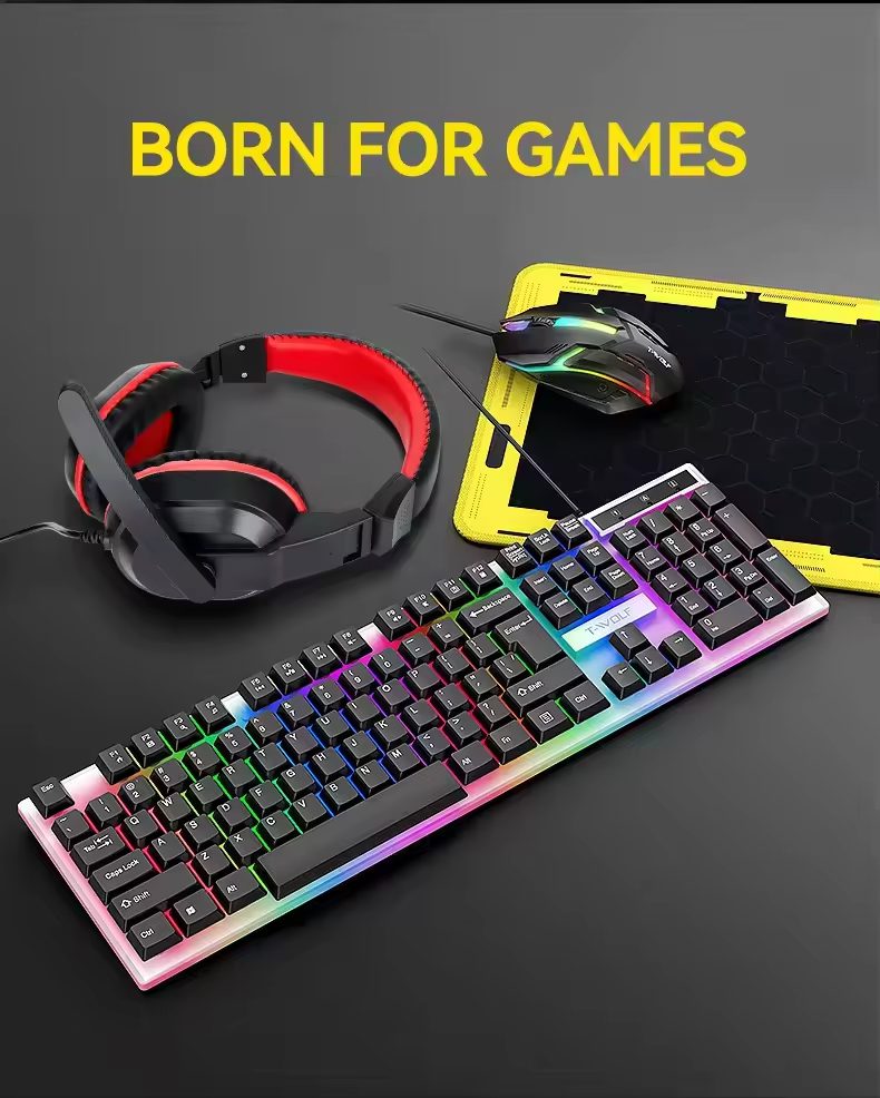 Gaming Keyboard Mouse Headphone Mousepad RGB Gaming Combo Set LED Light Wired Keyboard - Image 6