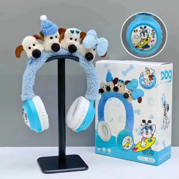 Creative Plush Headphones Cartoon Dog Plush Wireless Bluetooth Heavy Bass Noise Reduction Headset - Image 2