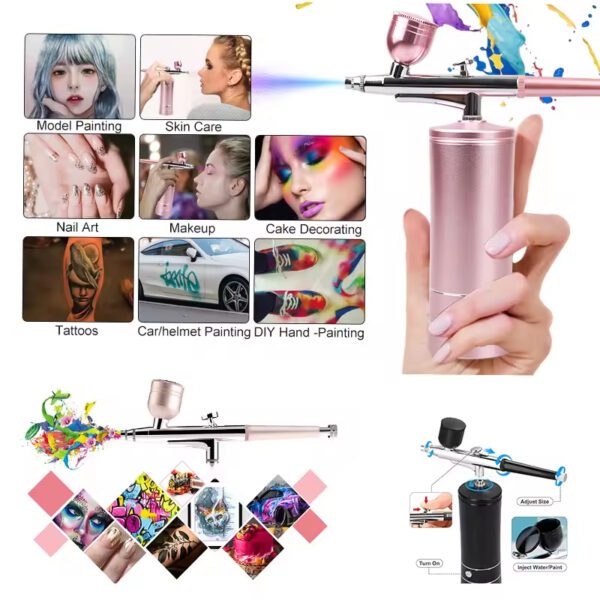 Cordless Rechargeable Portable Airbrush Makeup Compressor Paint Kit Nail Machine For Cake Kit - Image 4