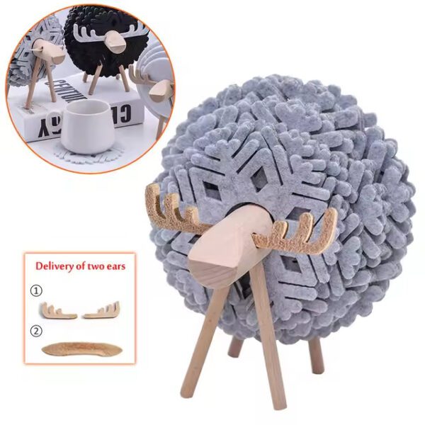 New Christmas Elk Shape Drink Coasters Cup Pads Insulated Round Felt Cup Mats Creative Home Office Table Decor Art Crafts Gift - Image 8